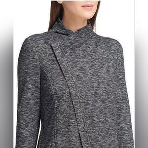 G.H.Bass Women's Moto style wrap sweater jacket Spacedye Black large